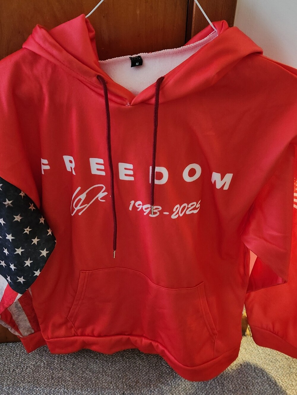 Charlie Kirk Freedom Red Men's Hooded Sweatshirt